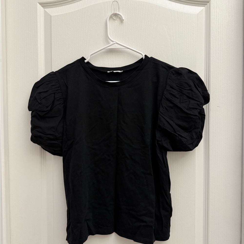 Zara Black Puff Sleeve Blouse